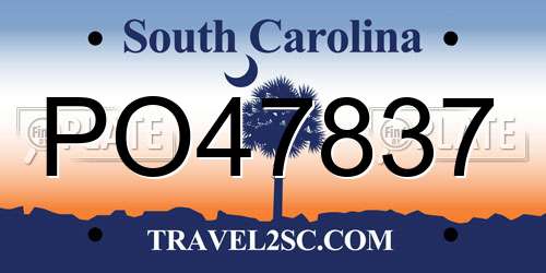 PO47837 South Carolina License Plate