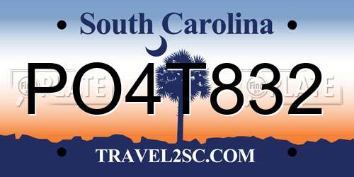 PO4T832 South Carolina License Plate