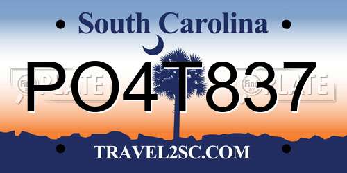 PO4T837 South Carolina License Plate