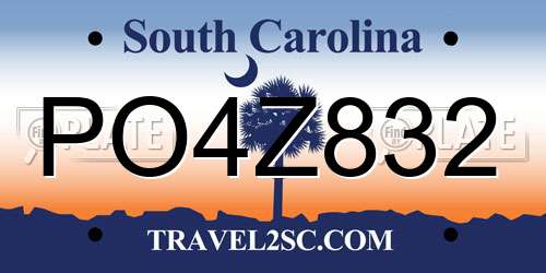 PO4Z832 South Carolina License Plate