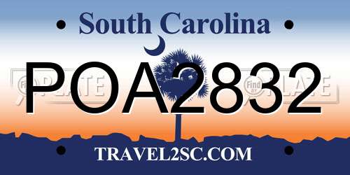 POA2832 South Carolina License Plate
