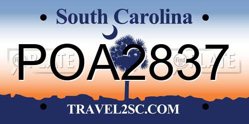POA2837 South Carolina License Plate
