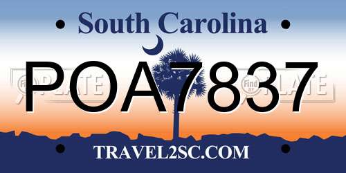 POA7837 South Carolina License Plate
