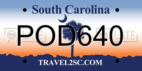 POD640 South Carolina License Plate