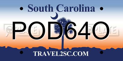 POD64O South Carolina License Plate
