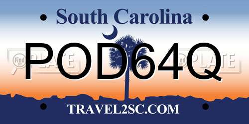 POD64Q South Carolina License Plate