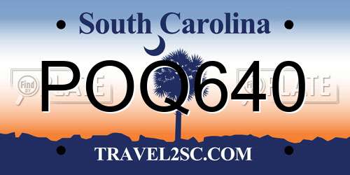 POQ640 South Carolina License Plate