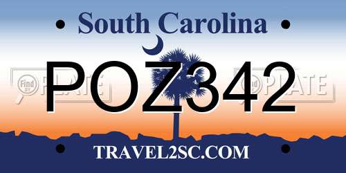 POZ342 South Carolina License Plate