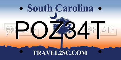 POZ34T South Carolina License Plate