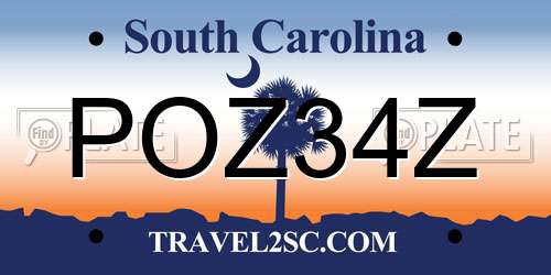 POZ34Z South Carolina License Plate