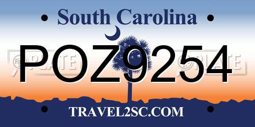 POZ9254 South Carolina License Plate