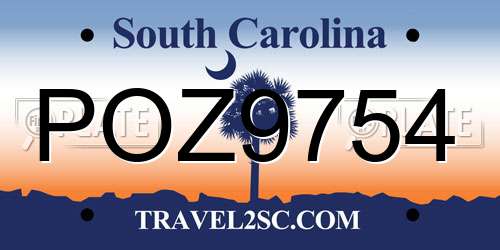 POZ9754 South Carolina License Plate