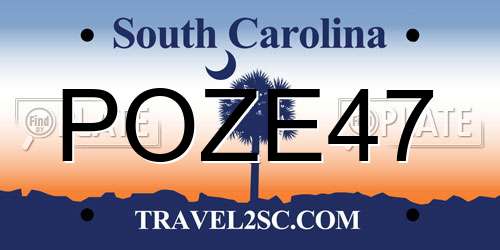 POZE47 South Carolina License Plate