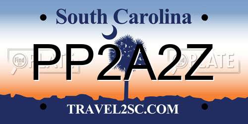 PP2A2Z South Carolina License Plate