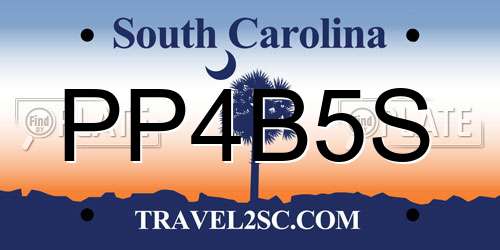 PP4B5S South Carolina License Plate