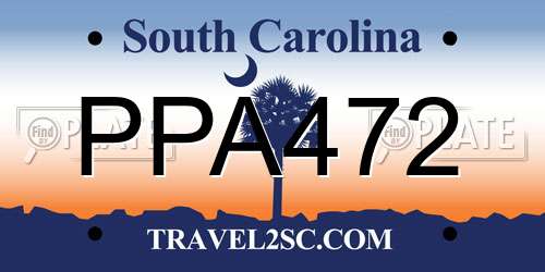 PPA472 South Carolina License Plate