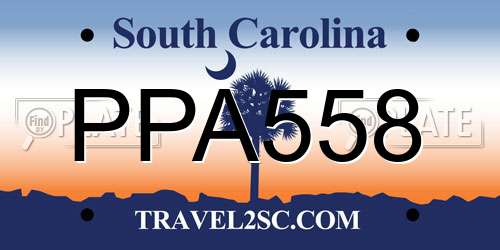 PPA558 South Carolina License Plate