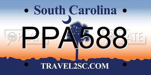 PPA588 South Carolina License Plate