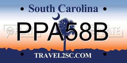 PPA58B South Carolina License Plate