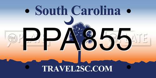 PPA855 South Carolina License Plate