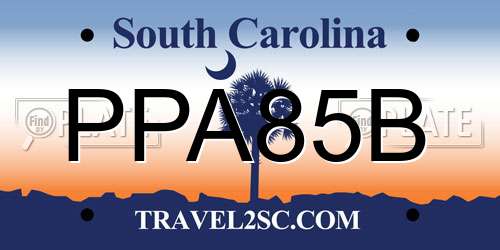 PPA85B South Carolina License Plate