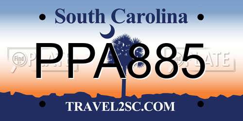 PPA885 South Carolina License Plate