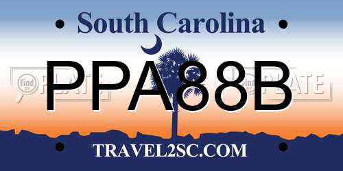 PPA88B South Carolina License Plate