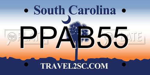 PPAB55 South Carolina License Plate