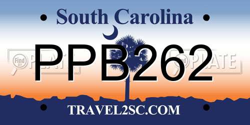 PPB262 South Carolina License Plate
