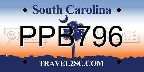 PPB796 South Carolina License Plate