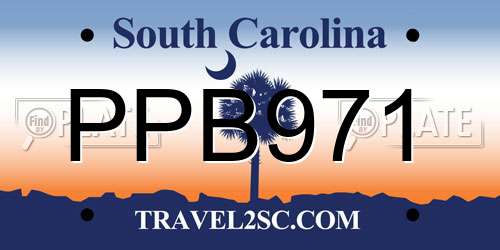 PPB971 South Carolina License Plate