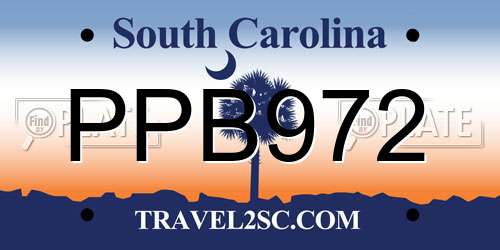 PPB972 South Carolina License Plate