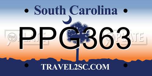 PPG363 South Carolina License Plate