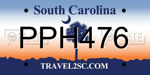 PPH476 South Carolina License Plate
