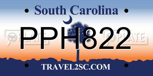PPH822 South Carolina License Plate