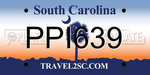 PPI639 South Carolina License Plate