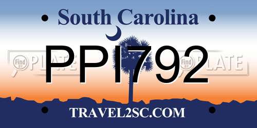 PPI792 South Carolina License Plate