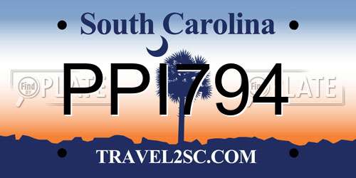 PPI794 South Carolina License Plate