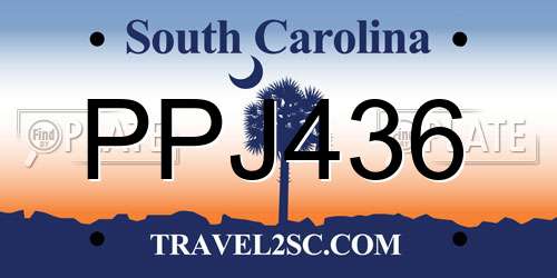 PPJ436 South Carolina License Plate