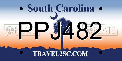 PPJ482 South Carolina License Plate