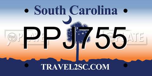 PPJ755 South Carolina License Plate