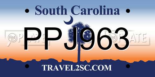 PPJ963 South Carolina License Plate
