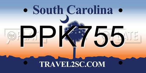 PPK755 South Carolina License Plate