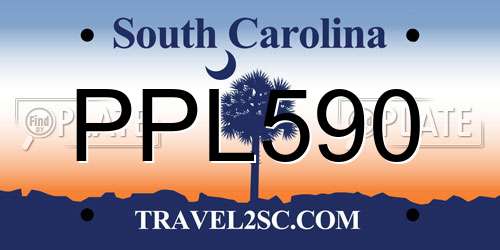 PPL590 South Carolina License Plate