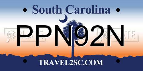 PPN92N South Carolina License Plate