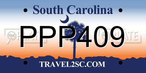 PPP409 South Carolina License Plate