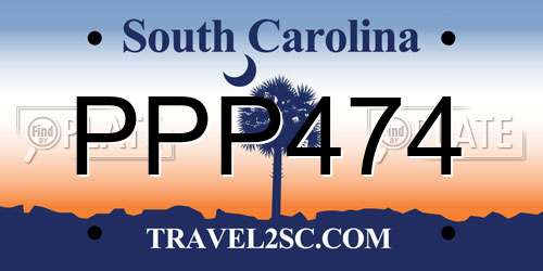 PPP474 South Carolina License Plate