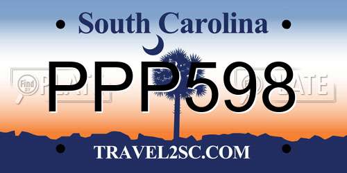 PPP598 South Carolina License Plate