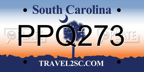 PPQ273 South Carolina License Plate