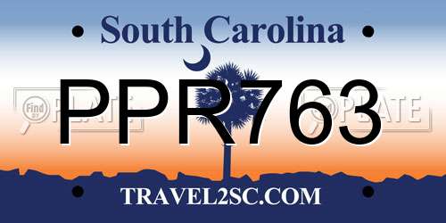 PPR763 South Carolina License Plate
